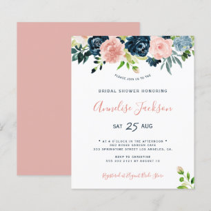 Budget floral watercolor bridal shower invitation