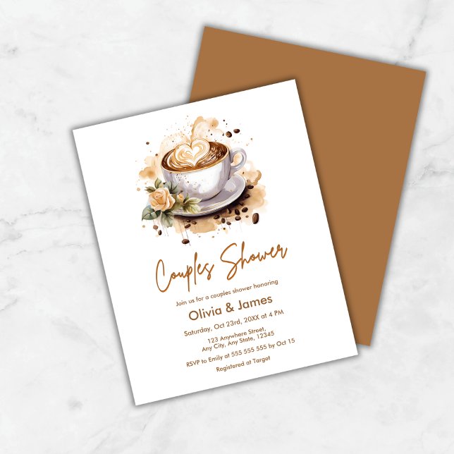 Budget Floral Wedding Couples Bridal Shower Invite (Budget Floral Coffee Wedding Couples Bridal Shower Invitation )