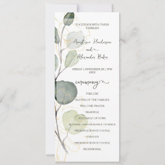 Budget Floral Wedding Program card. Invitation