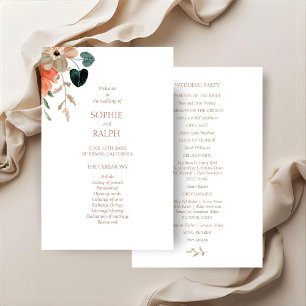 Budget Floral Wedding Program Paper Sheet
