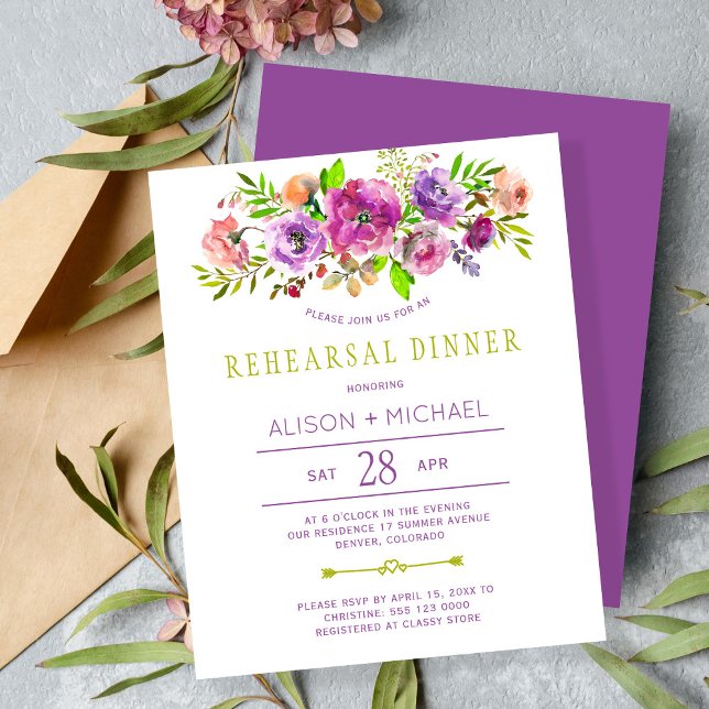 Budget floral wedding rehearsal dinner invitation (Creator Uploaded)