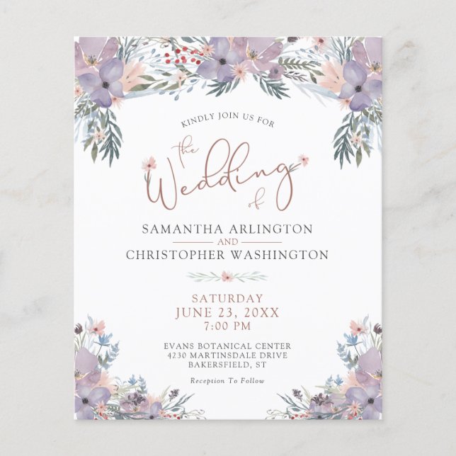 Budget Floral Wildflowers Wedding Invitation (Front)