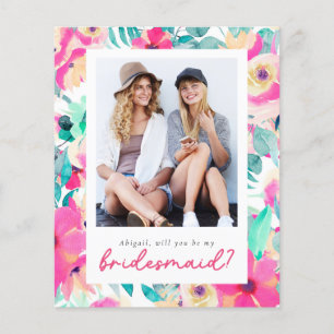 Budget Floral Will You Be My Bridesmaid? Card