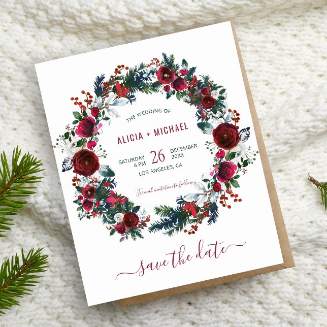 BUDGET floral winter Christmas wedding save date (Creator Uploaded)