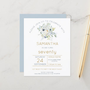Budget Florals 70th Birthday Party Invitation