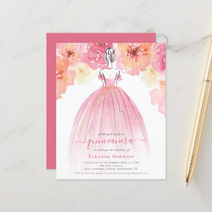 Budget Florals Dress Pink Quinceanera Invitation