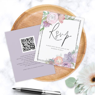 BUDGET Florals Scribbly QR Code Wedding RSVP