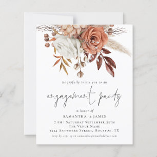 Budget Florals Terracotta Engagement Party Invite