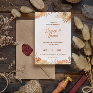 budget flower wedding invitation flyer