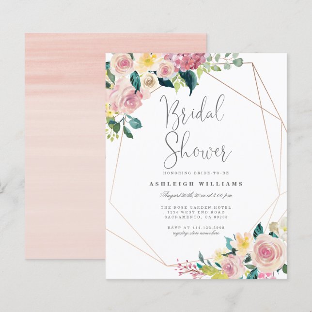 Budget Flowers Greenery Geometric Bridal Shower (Front/Back)