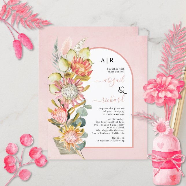 BUDGET Flowers QR code pink wedding Invitation (Creator Uploaded)