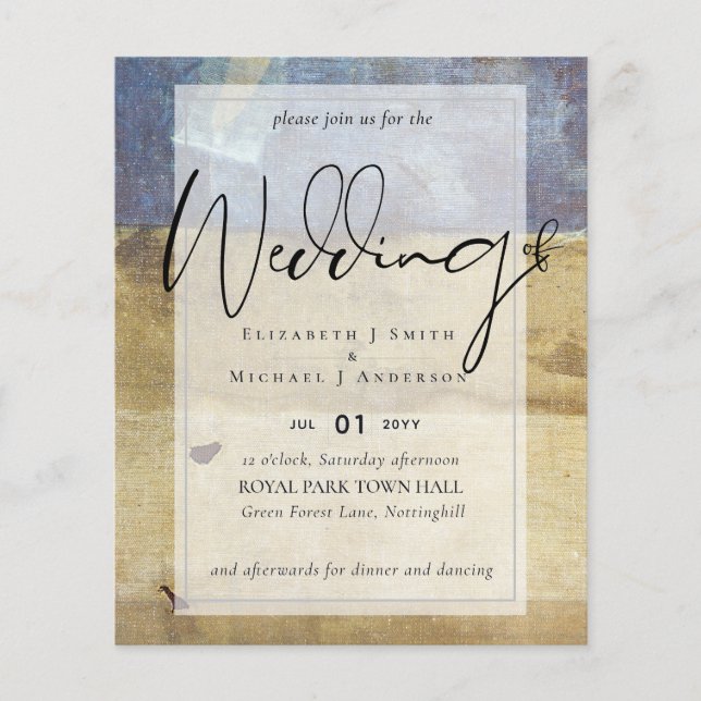 BUDGET Flyer Paper Navy Wedding Invite Urban (Front)