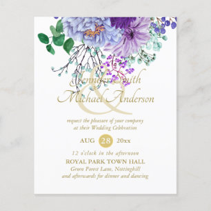 BUDGET Flyer Paper Purple Floral Wedding
