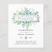 Budget FLYER Paper Wedding Greenery Invite