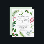 Budget Foliage Christmas Wedding Evening Party<br><div class="desc">Foliage Christmas Wedding Evening Party. A budget price SMALLER 4.5” x 5.6” alternative. Available in a SEMI GLOSS 110 lb CARD STOCK which is the default option (recommended for invitations), OR a SATIN FINISH 80 lb THINNER PAPER STOCK (ideal for enclosures). Envelopes are an optional extra and are slightly larger...</div>