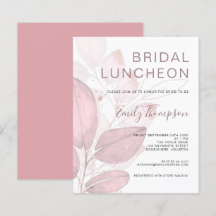Budget Foliage Dusty Rose Bridal Shower Invitation