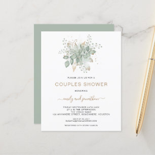 Budget Foliage Gold Sage Couples Shower Invitation