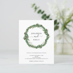 Budget Foliage Pines Christmas Wedding Invitation