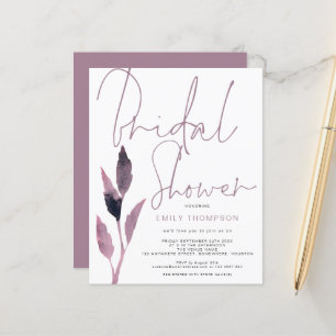 Budget Foliage Script Bridal Shower Invitation