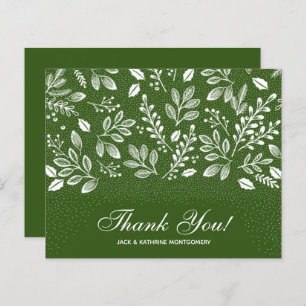 Budget Foliage White Script Green Thank You