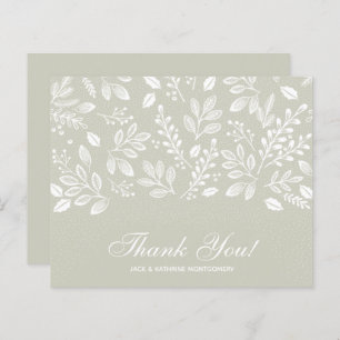 Budget Foliage White Script Pale Green Thank You