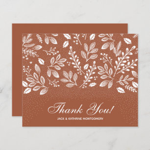 Budget Foliage White Script Terracotta Thank You