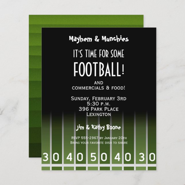 Budget Football Field Party Invitations (Front/Back)