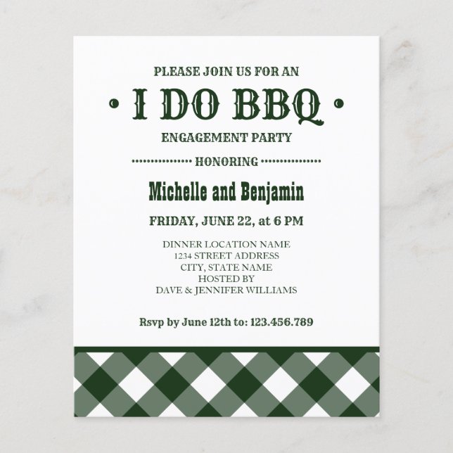 BUDGET Forest Plaid  I DO BBQ Engagement Party (Front)
