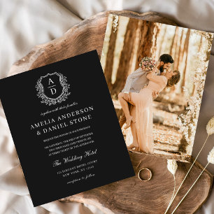 Budget Formal Floral Crest Monogram Wedding Flyer