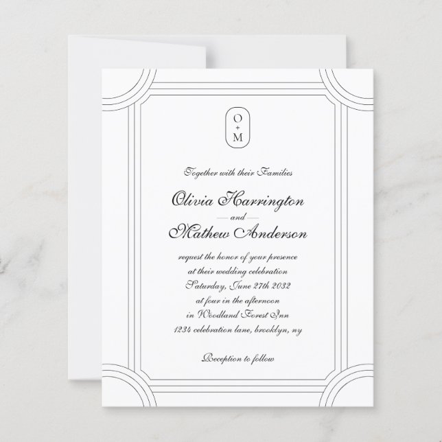 Budget Formal Script w/ Geometric Monogram Wedding (Front)