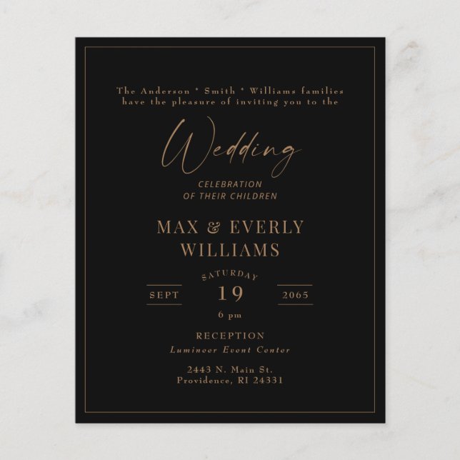 Budget Framed Black & Gold Wedding Celebration (Front)