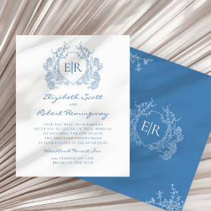 BUDGET French Blue Floral Crest Monogram Wedding