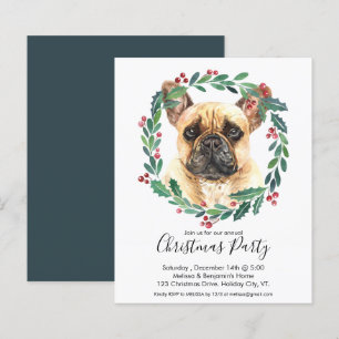 Budget French Bulldog Dog Christmas Party Invite