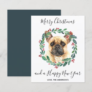 Budget French Bulldog Dog Merry Christmas Card