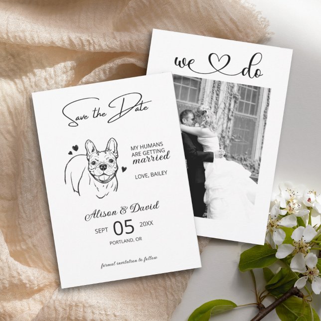 Budget French Bulldog Wedding Photo Save the Date Invitation (Creator Uploaded)
