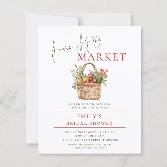 Budget Fresh off Market Bridal Shower Invite (Front)