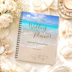 Budget Friendly Blue Ocean Beach Wedding Planner Notebook