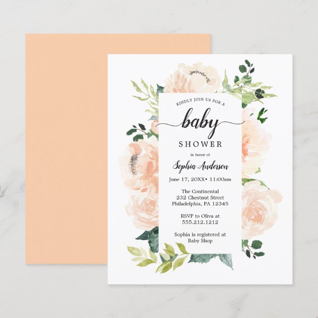 Budget Friendly Fleur Jolie Baby Shower Invitation (Front/Back)