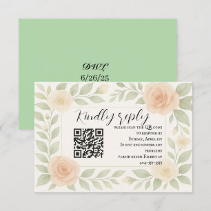 Budget Friendly Floral QR Code RSVP Card