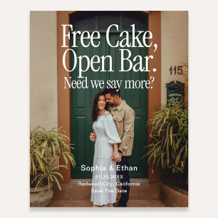 Budget Friendly Free Cake Photo Save The Date Flyer