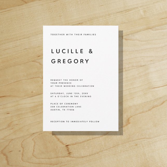 Budget Friendly Modern Wedding Invitation ("Everyday is abundantly beautiful." 
Sincerely Best Wishes from Lucky Design World)