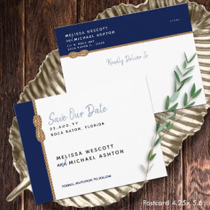 Budget-Friendly ⚓ Nautical Save Our Date Announcement Postcard