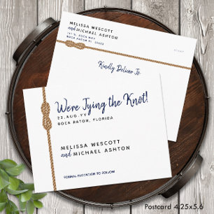 Budget-Friendly ⛵ Nautical Tying the Knot Announcement Postcard