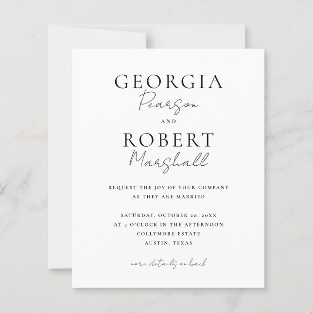Budget Friendly Two-Sided Wedding Invitation (Front)