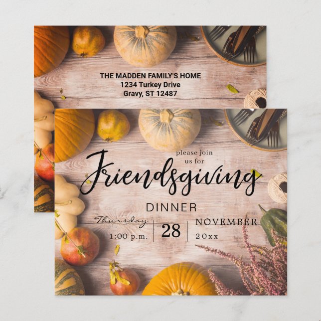 Budget Friendsgiving Dinner Feast Pumpkin (Front/Back)