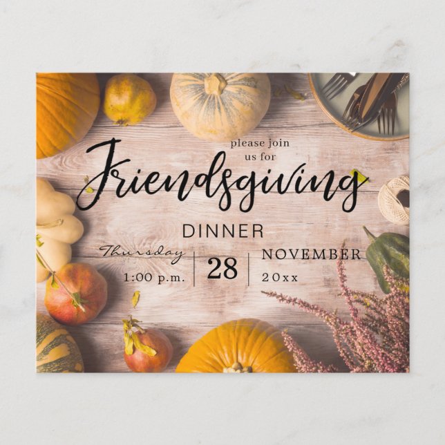 Budget Friendsgiving Dinner Feast Pumpkin Flyer (Front)