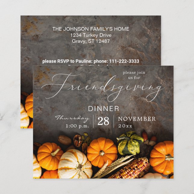 Budget Friendsgiving Thanksgiving Dinner Pumpkins (Front/Back)