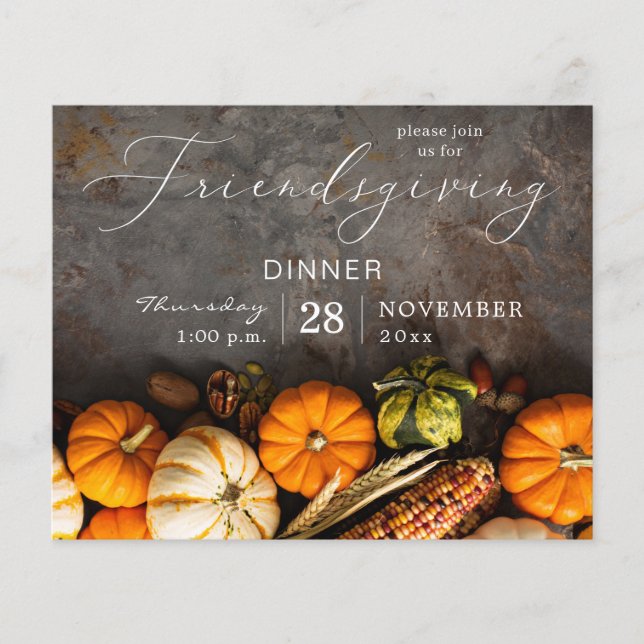 Budget Friendsgiving Thanksgiving Dinner Pumpkins Flyer (Front)