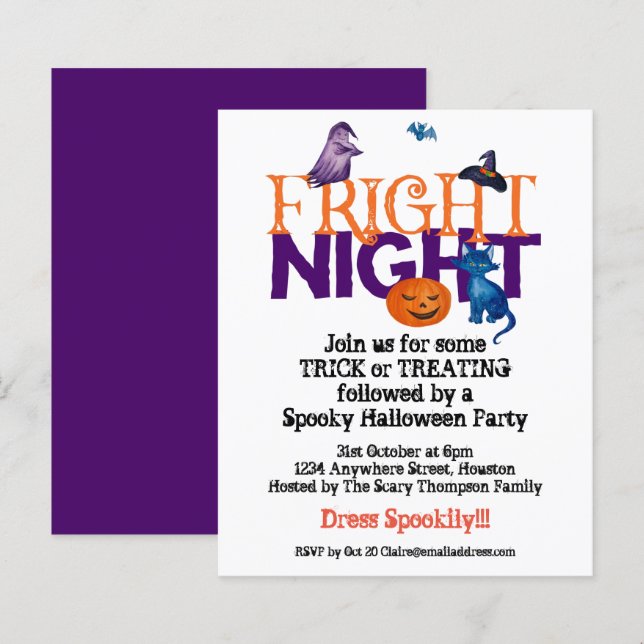 Budget Fright Night Halloween Party Invitation (Front/Back)
