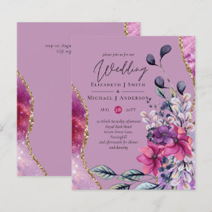 BUDGET Fuchsia Violet Purple Floral Wedding Invite